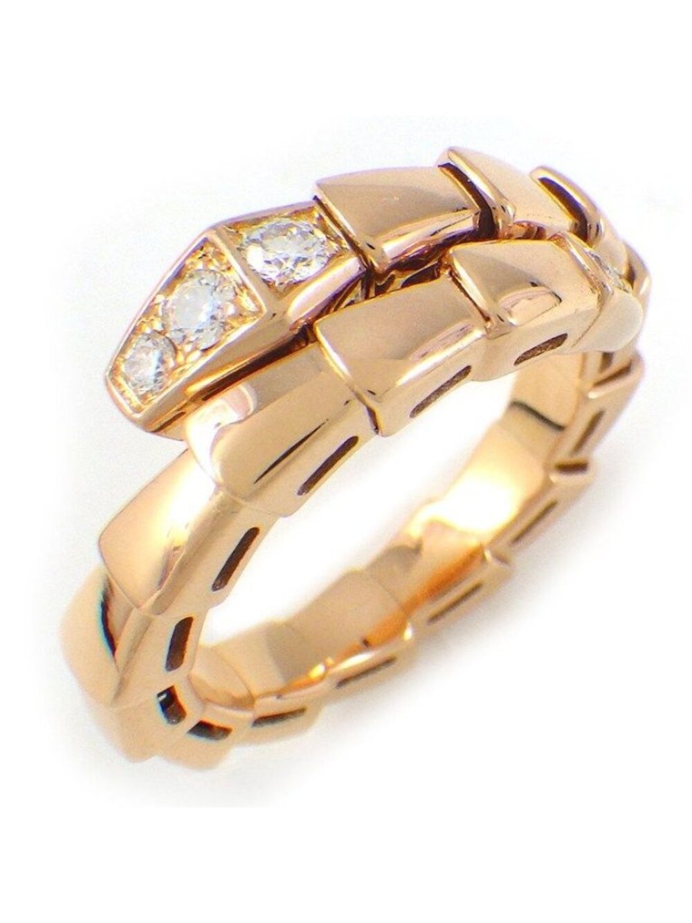 Bvlgari Ring Serpenti Viper Single Spiral Diamond Total 18k Pink Gold